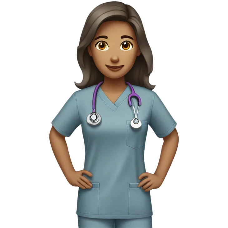 brown hair girl in grey scrubs  emoji