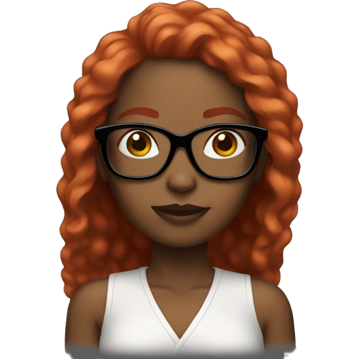 Black woman red hair black glasses emoji