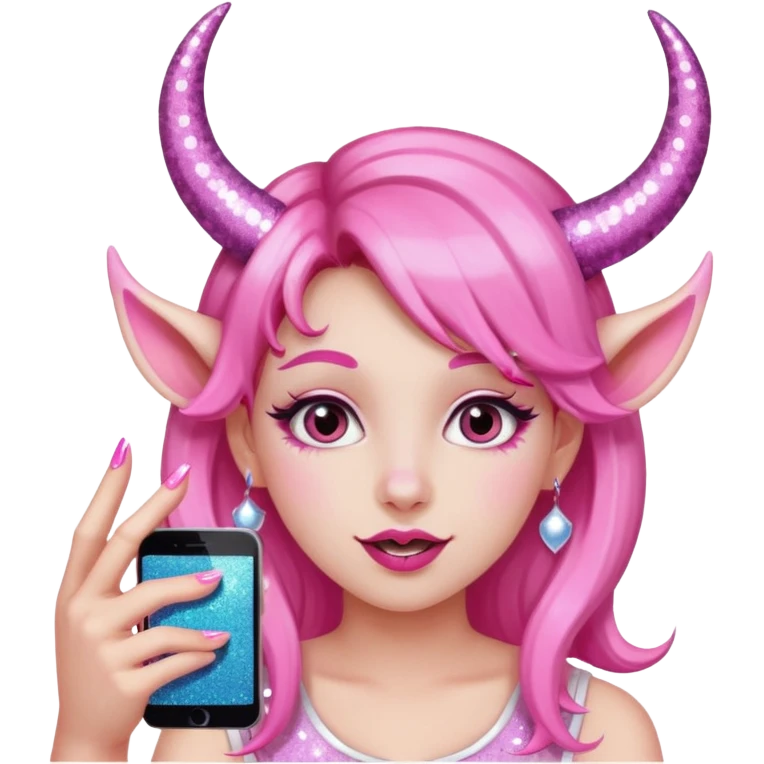 glitter pink girl naughty selfie glitter pink horns emoji