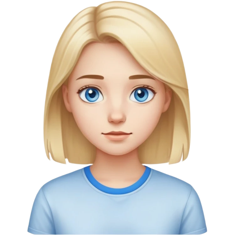 light gentle 20 year old girl in a shirt, light hair, blue eyes emoji