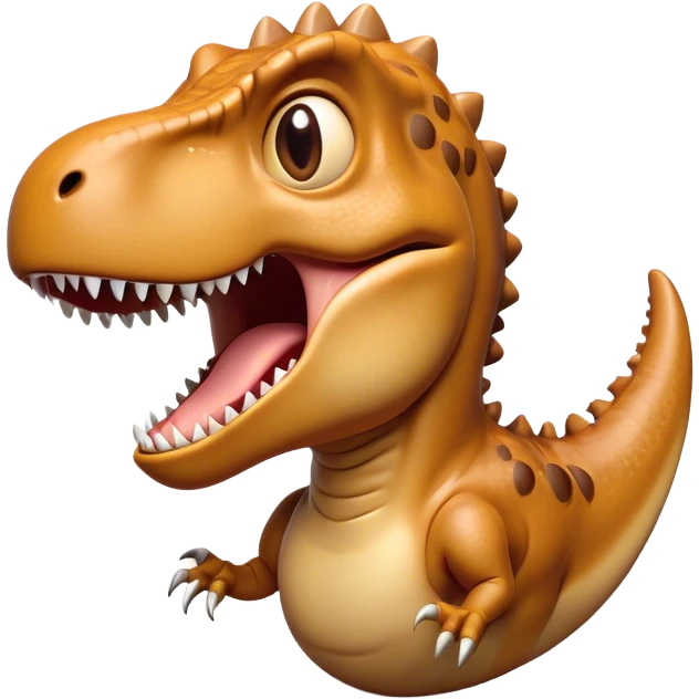 Cinematic Comical T-rex Portrait Emoji, Head tilted dramatically with an exaggeratedly shocked expression, featuring its iconic massive head, tiny comically expressive arms, and wide, playful eyes full of humorous disbelief, Simplified yet hilariously expressive features, highly detailed, glowing with a slightly sassy prehistoric glow, high shine, dramatic yet playful, stylized with an air of cheeky dinosaur mischief, soft glowing outline, capturing the essence of a meme-worthy T-rex that looks ready to side-eye its way into viral fame! emoji