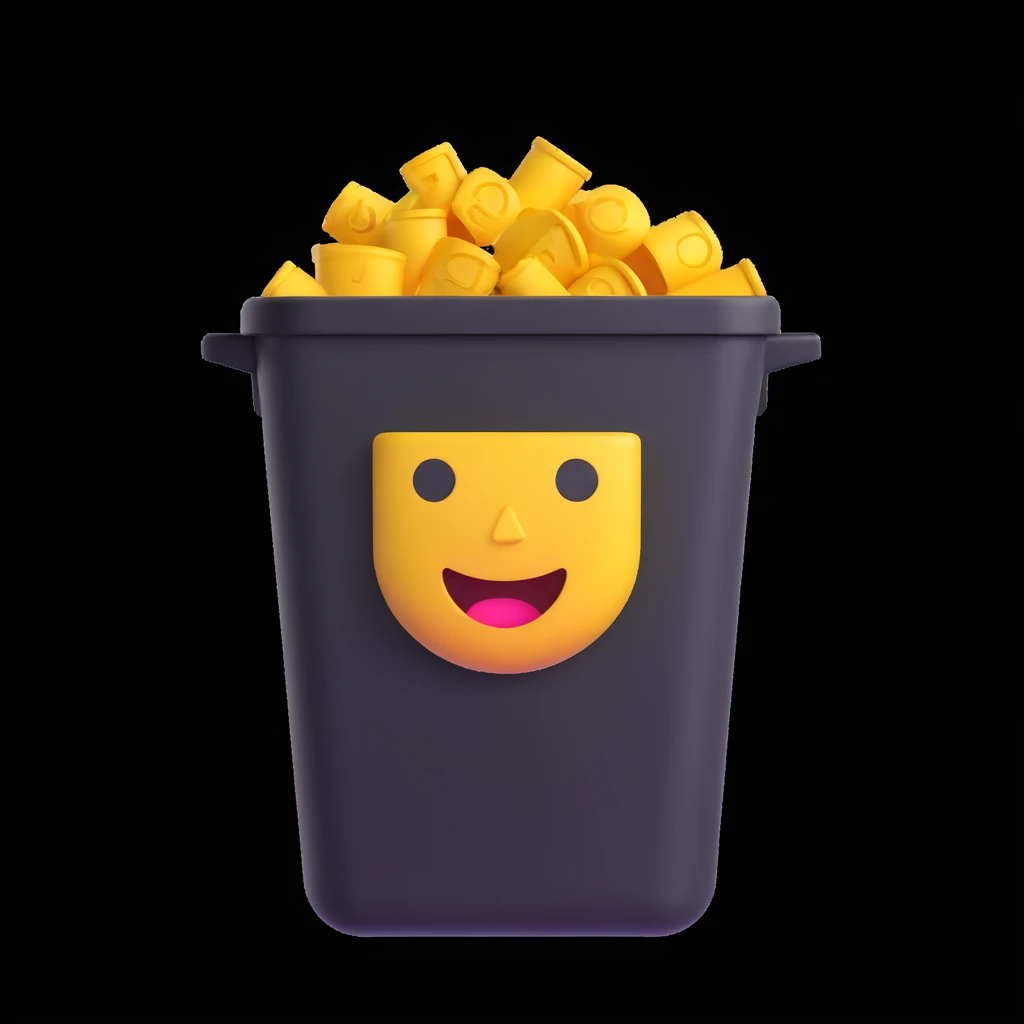 trash can 3D emoji style emoji