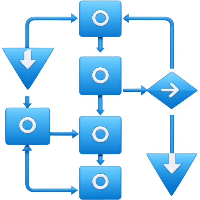 block diagram with arrows connecting shapes emoji