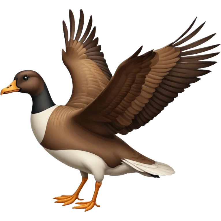 wild goose with black neck and brown wings, in flight emoji