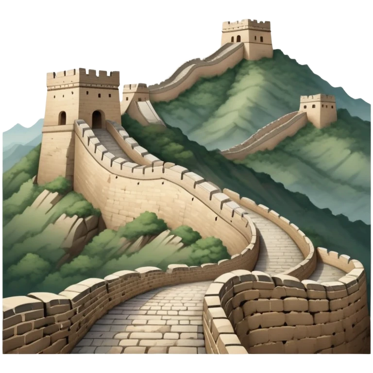 Great Wall of China with subdued earthy tones, not vibrant emoji