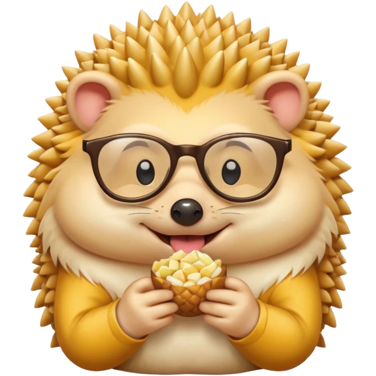 yellow hedgehog with glasses eating  emoji