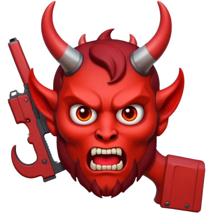 Emoji de cara de demonio agarrando una glock 18 emoji