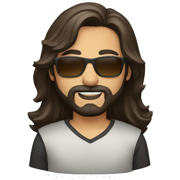 Darkbrown Long dutted hair, male, beard,sunglasses emoji