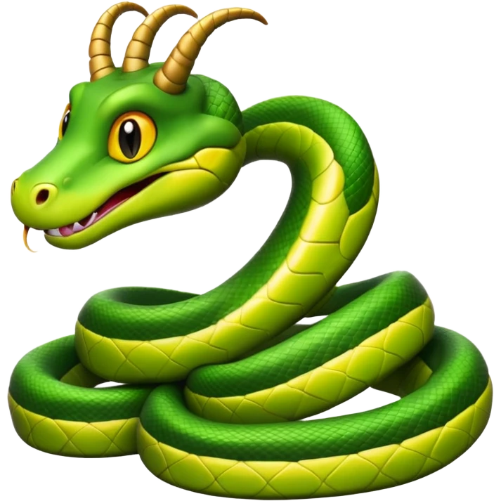 Green Cartoon snake with horns  emoji