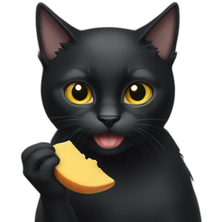 Black cat eating emoji