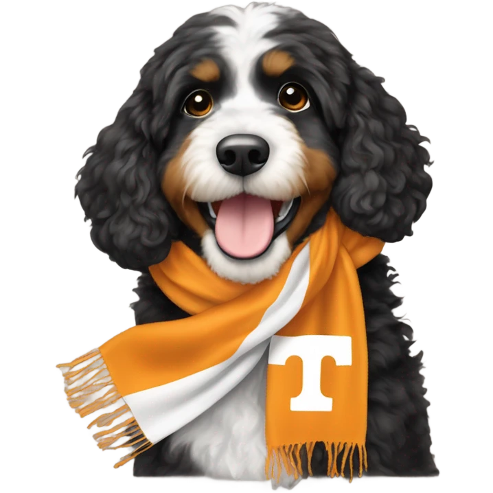 Bernedoodle with university of tennessee scarf emoji