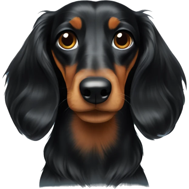 Long haired Black solid Dachshund emoji