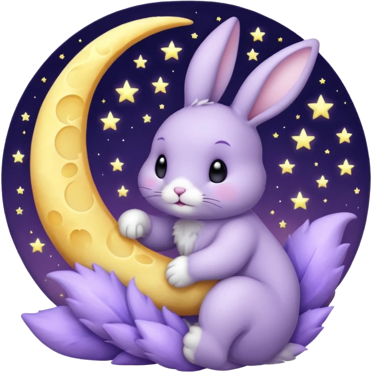 Lavender bunny holding a moon 🌙 🐰 emoji