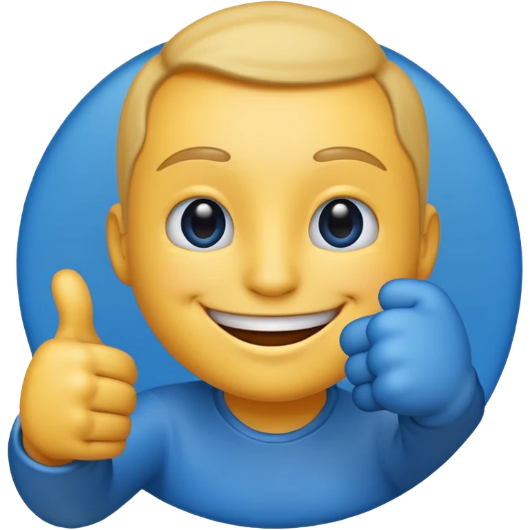 a blue emoji holding up a thumbs up gesture emoji