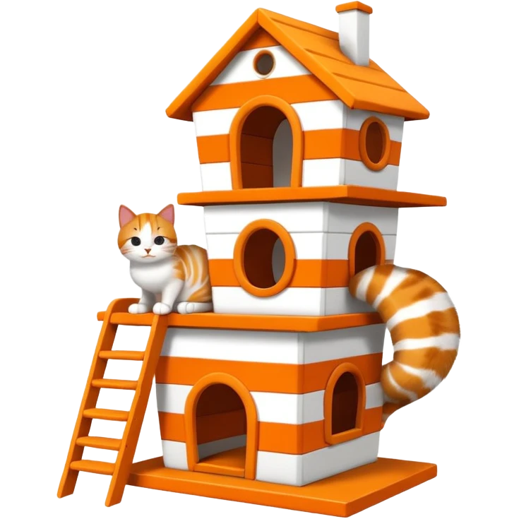 cats relaxing in a vertical playhouse emoji