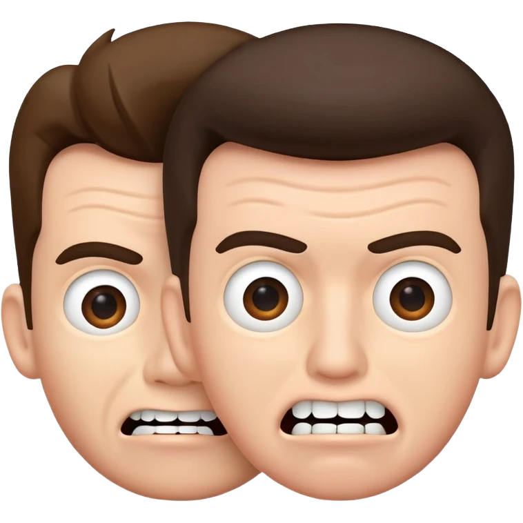 2 Rick Astley heads with kinda worried faces but their upper teeth are sticking out and their faces  emoji