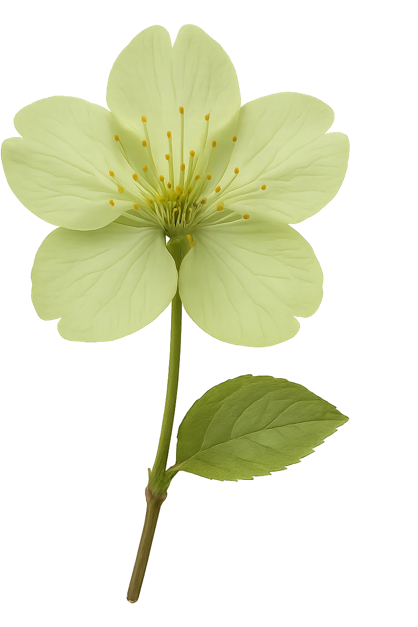 show  one green cherry blossom, remove background emoji