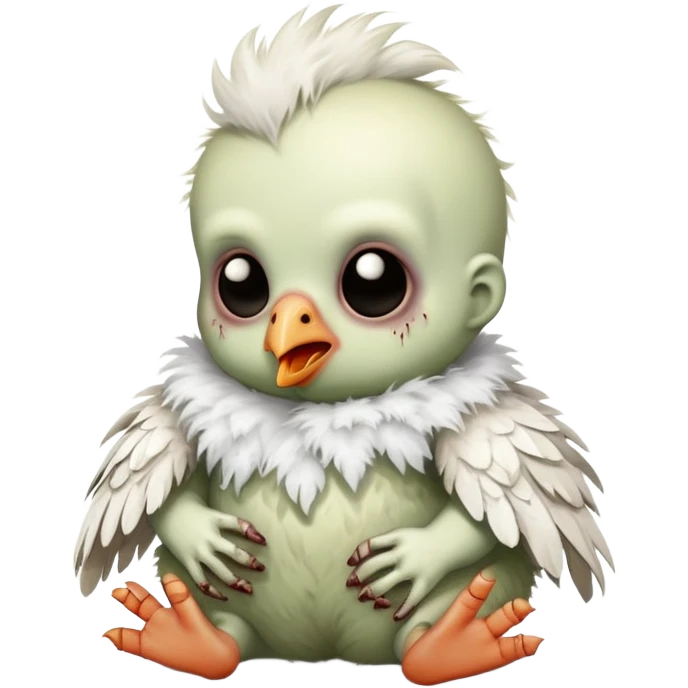 baby zombie on a tiny white chicken emoji