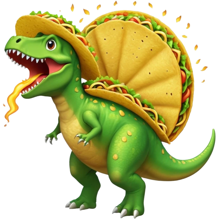 Dinosaur farting out a explosion with a taco  emoji