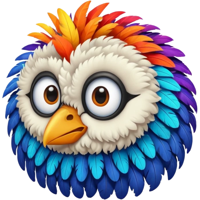 bird with curly hair two eyes emoji