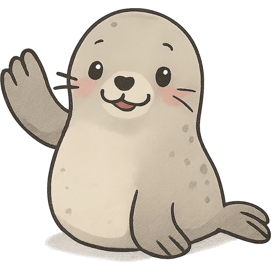 a cute seal waving its flipper emoji