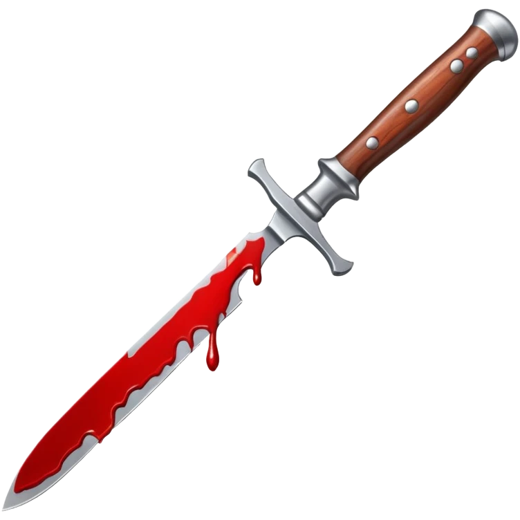 A blood dripping knife pointing diagonal, in the style of your bleeding skull art emoji