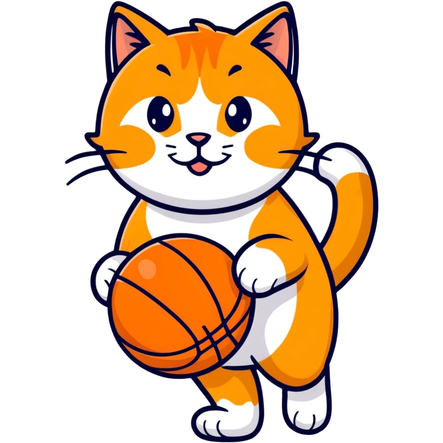 Orange basketball cat emoji
