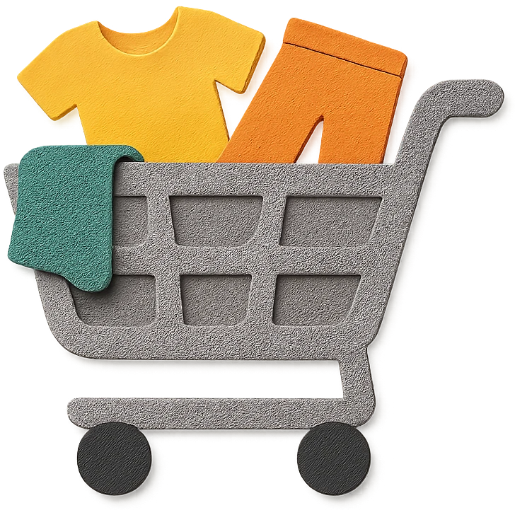 shopping cart with clothes emoji