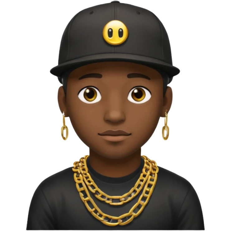 black guy with golden chains fleshtunnels and a snapback cap emoji