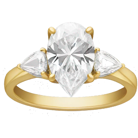 Gold oval and pear diamond engagement ring emoji