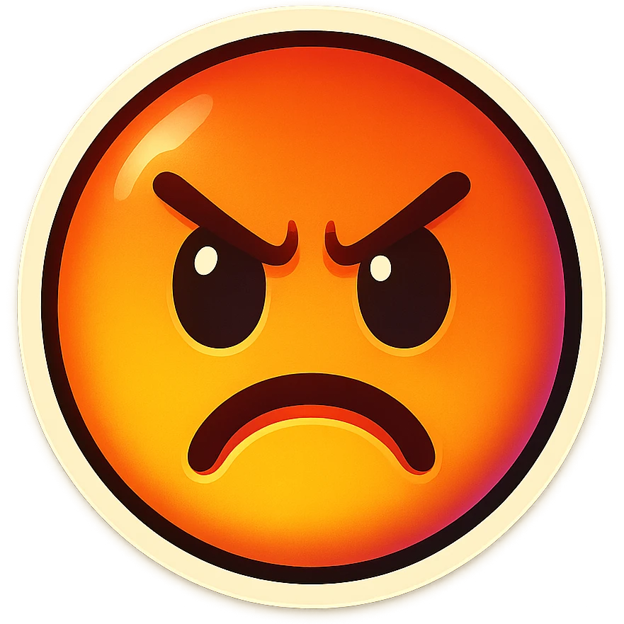 A face displaying an anger emotion. The sticker should have a transparent background with a clear outline. Ensure the sticker is neatly composed and does not extend beyond the edges. emoji
