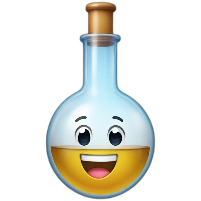 lab flask with smiling emoji  emoji