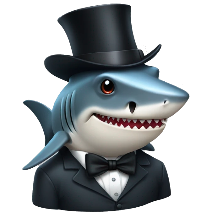 Shark with a top hat emoji