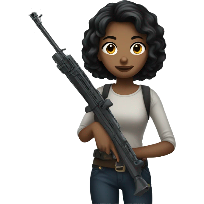 black haired girl holding weapon emoji