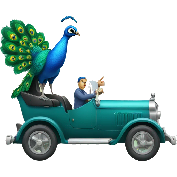 angry peacock driving car emoji