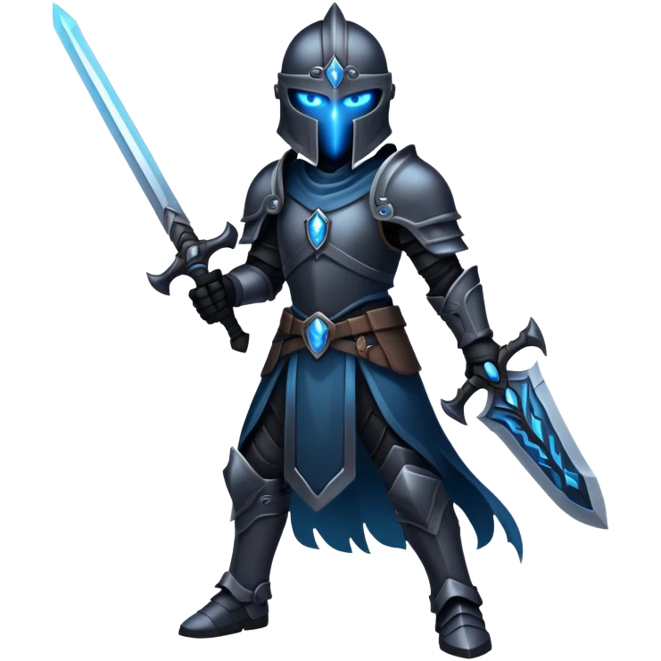 Shadow Soldier from Solo Leveling, dark shadow warrior with glowing blue eyes emoji