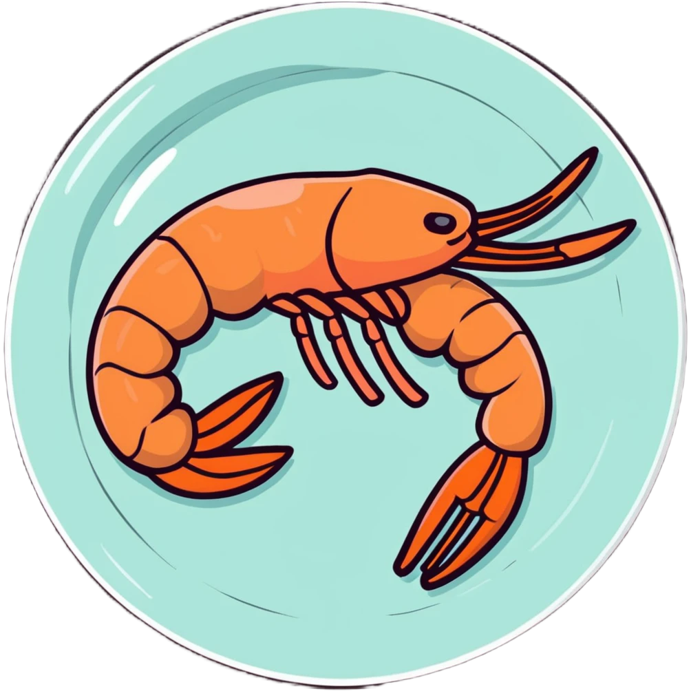 colorful cooked shrimp on a plate emoji