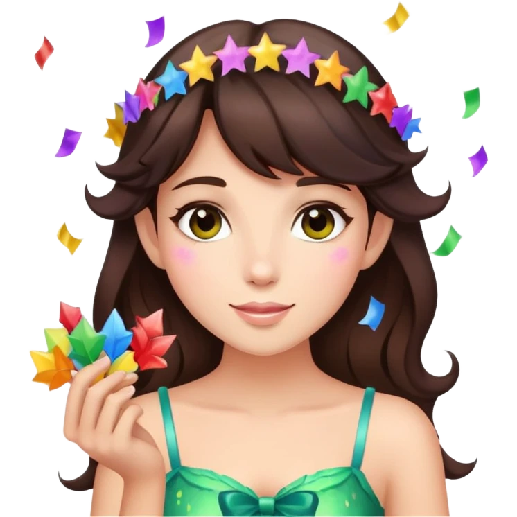 Beautiful Birthday Confetti fairy brunette emoji