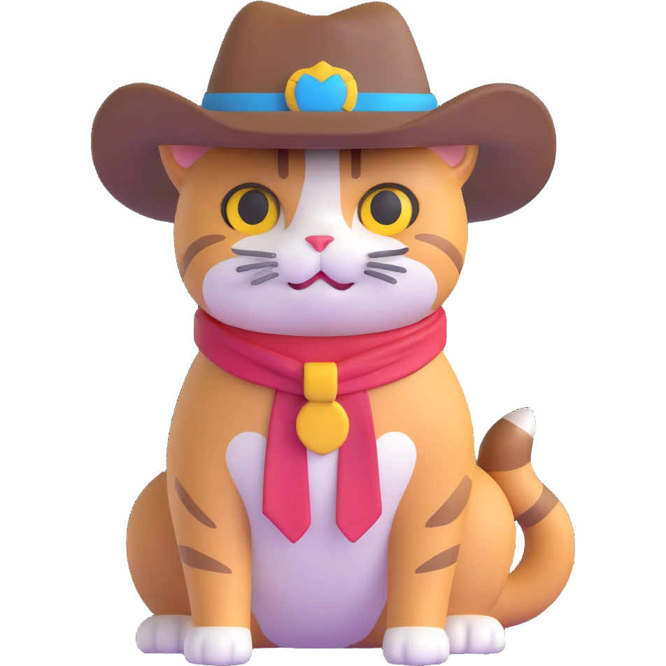 cat wearing a cowboy hat emoji