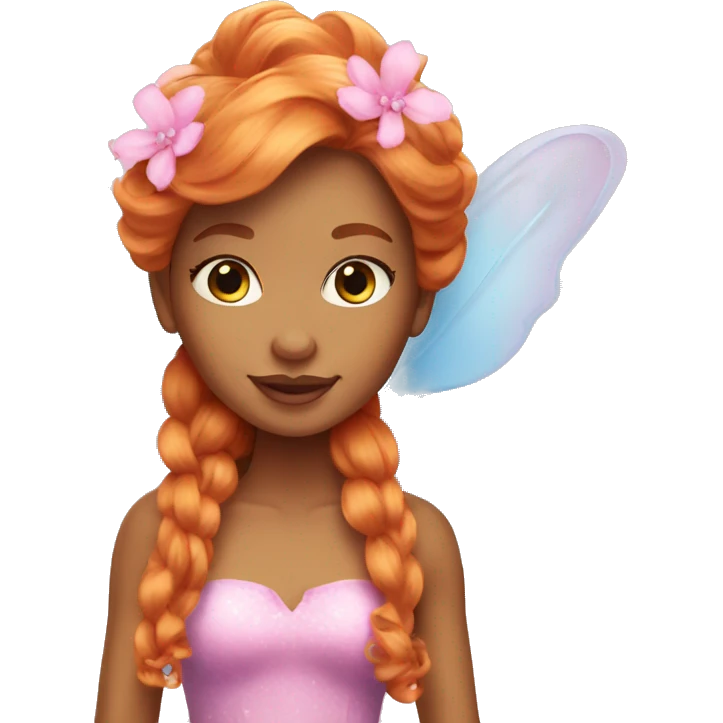 Beautiful ginger Barbie fairy emoji