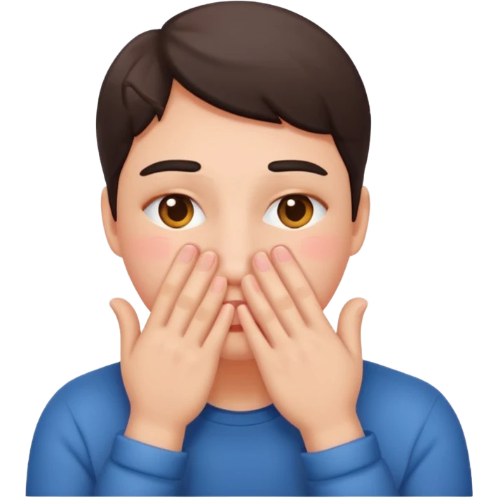 😳 emoji blushing and completely covering face with hands because they are flustered and embarrassed, face is very flushed emoji