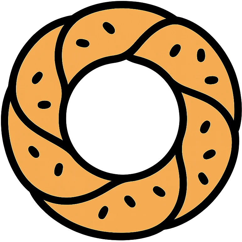 simit bread, simple, appetizing, round, sprinkled with sesame seeds, color outline icon style emoji