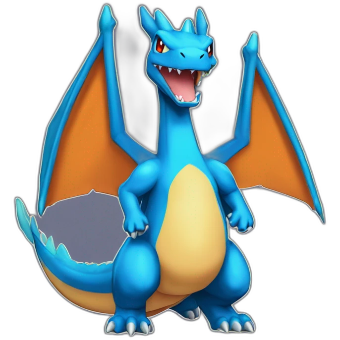 charizard-adult-wing-blue-tall-front-stand-up-fire emoji