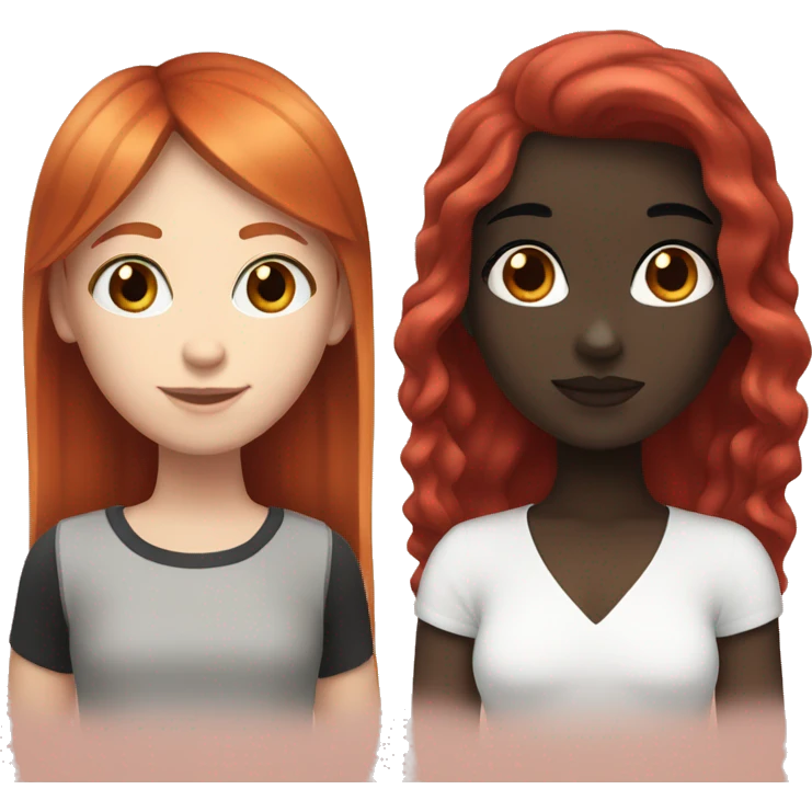 Red hair girl and white skin black hair girl  emoji