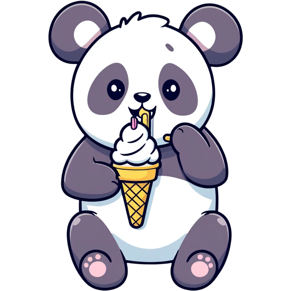 Panda eating ice cream emoji