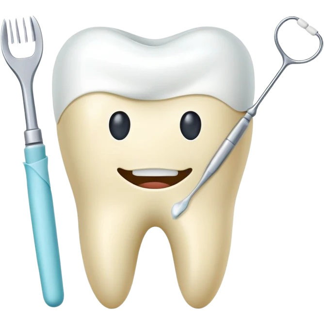 tooth with a bandage and dental instruments, symbolizing root canal treatment emoji