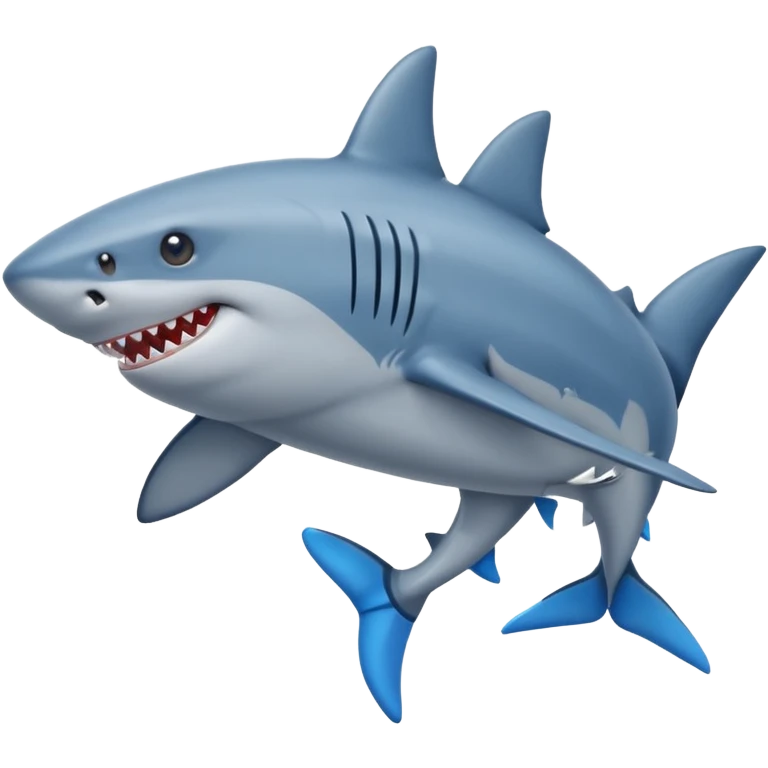 Shark with three legs wearing blue shoes emoji