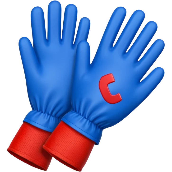 Hand glove celebration in blue (#00A3E0) and red (#F9423A)  emoji