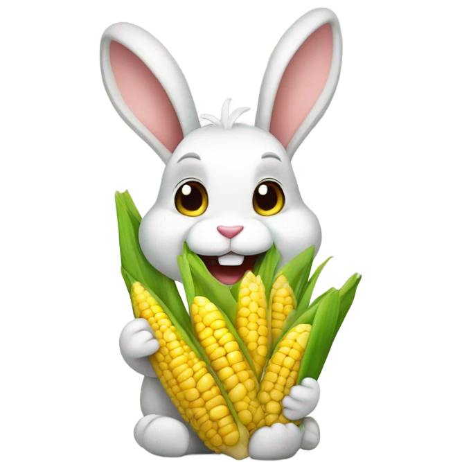 Rabbit eating corn emoji