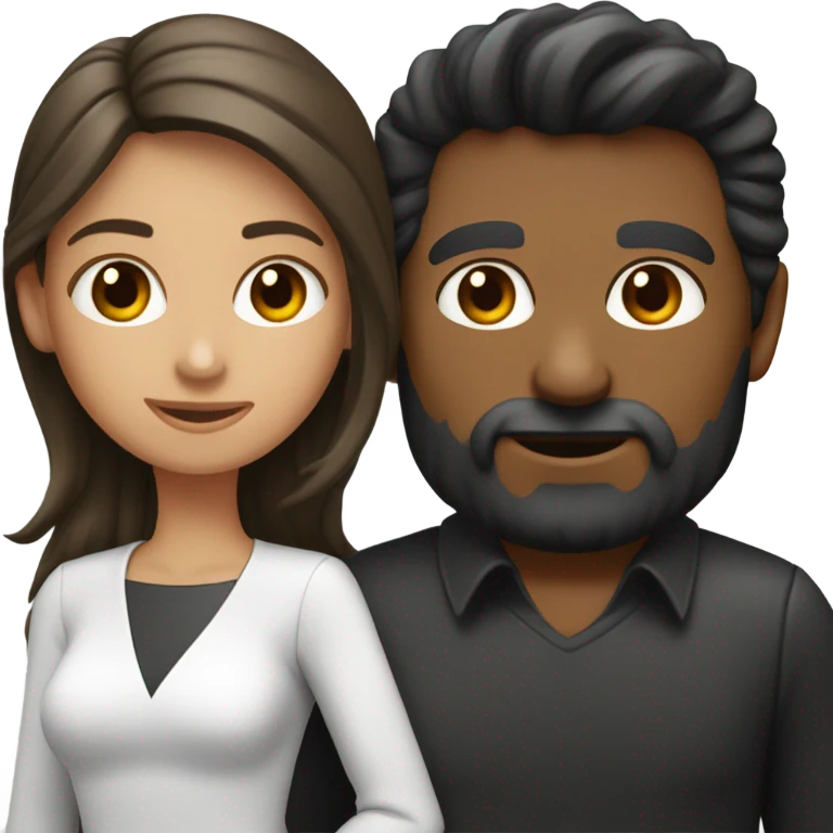 Un chico moreno con pelo negro y una chica blanca con pelo castaño emoji